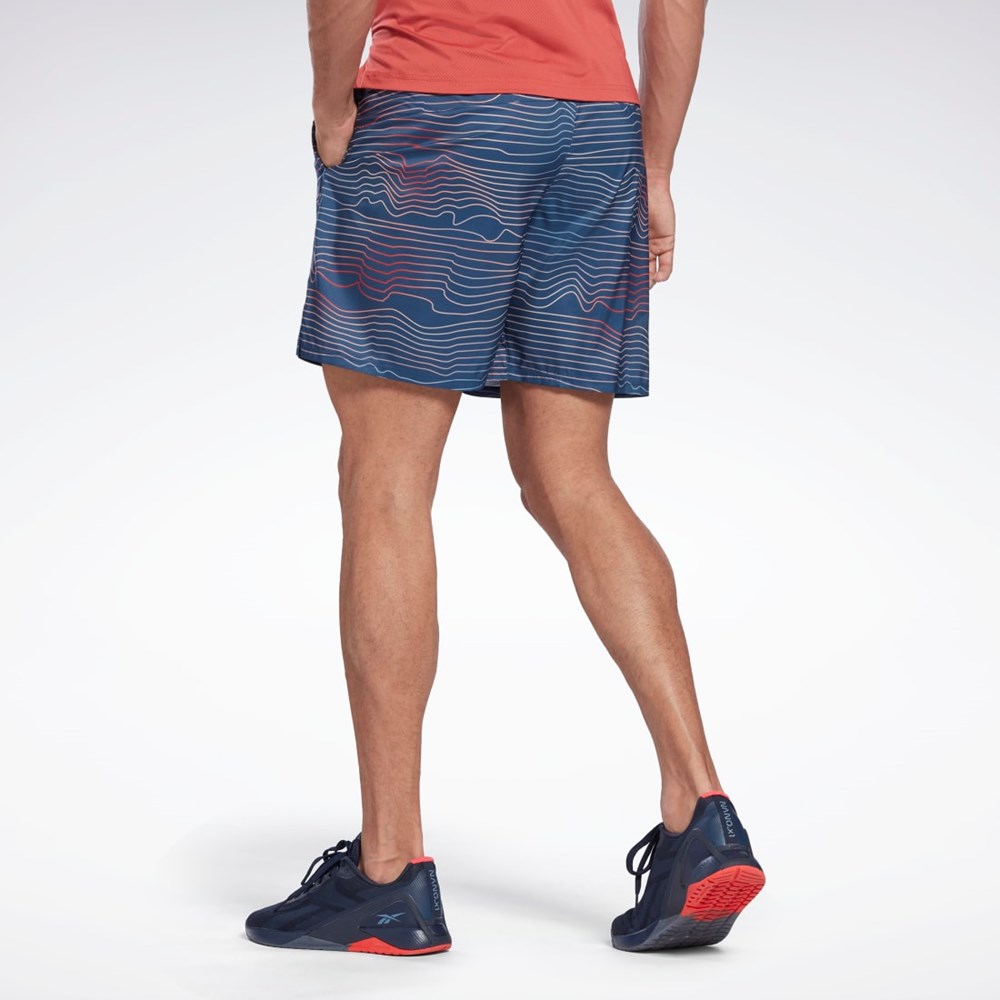 Reebok Allover Print Speed 2.0 Shorts Azules | 07TRNVOJY