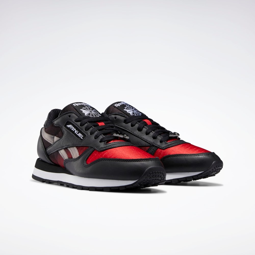 Reebok Anuel Classic Leather Shoes Negras Rojas Blancas | 16MDUEYRQ