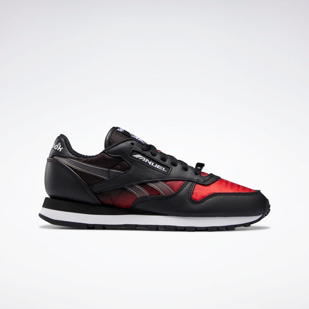Reebok Anuel Classic Leather Shoes Negras Rojas Blancas | 16MDUEYRQ