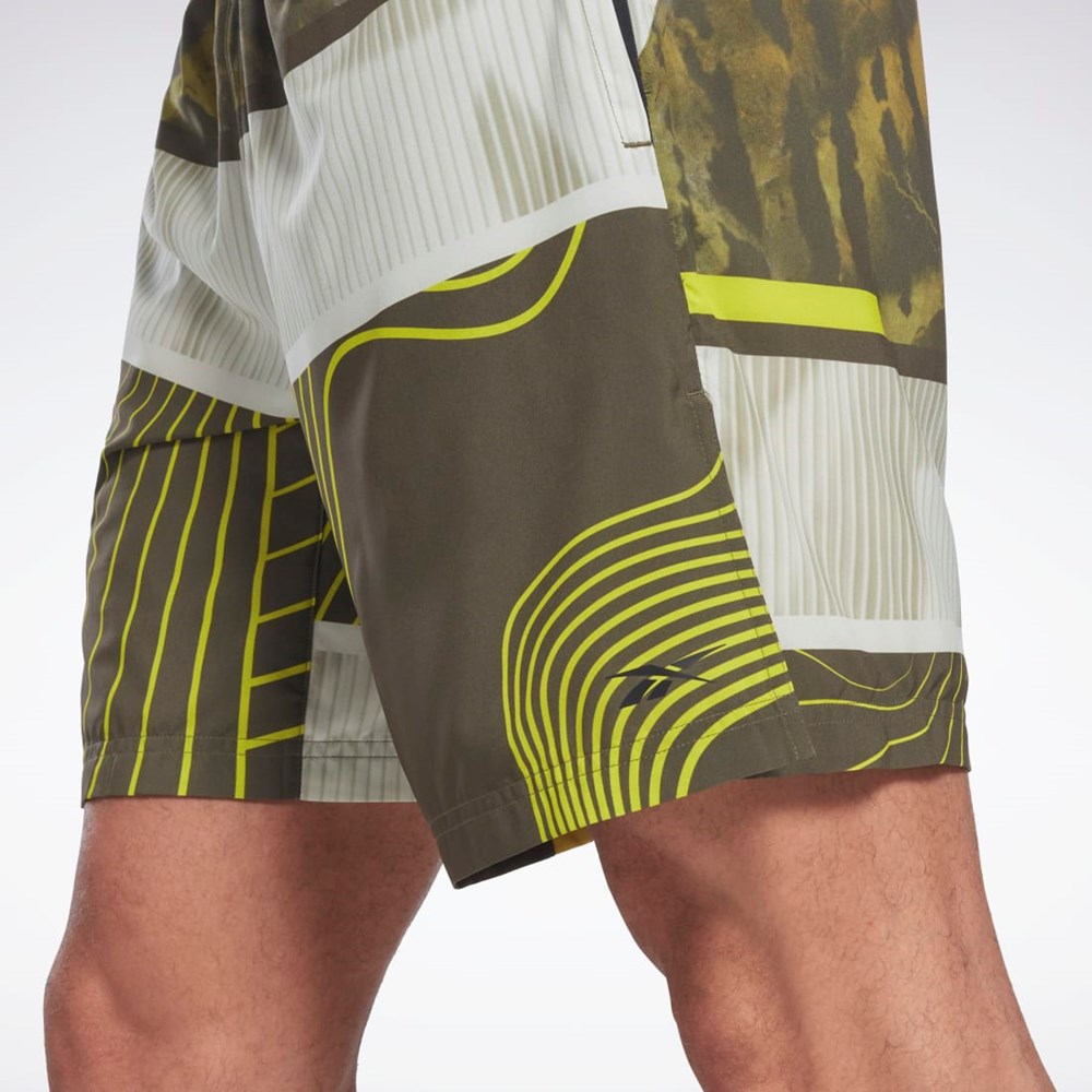 Reebok Austin Allover Print Shorts Verde | 37BCWZRYJ