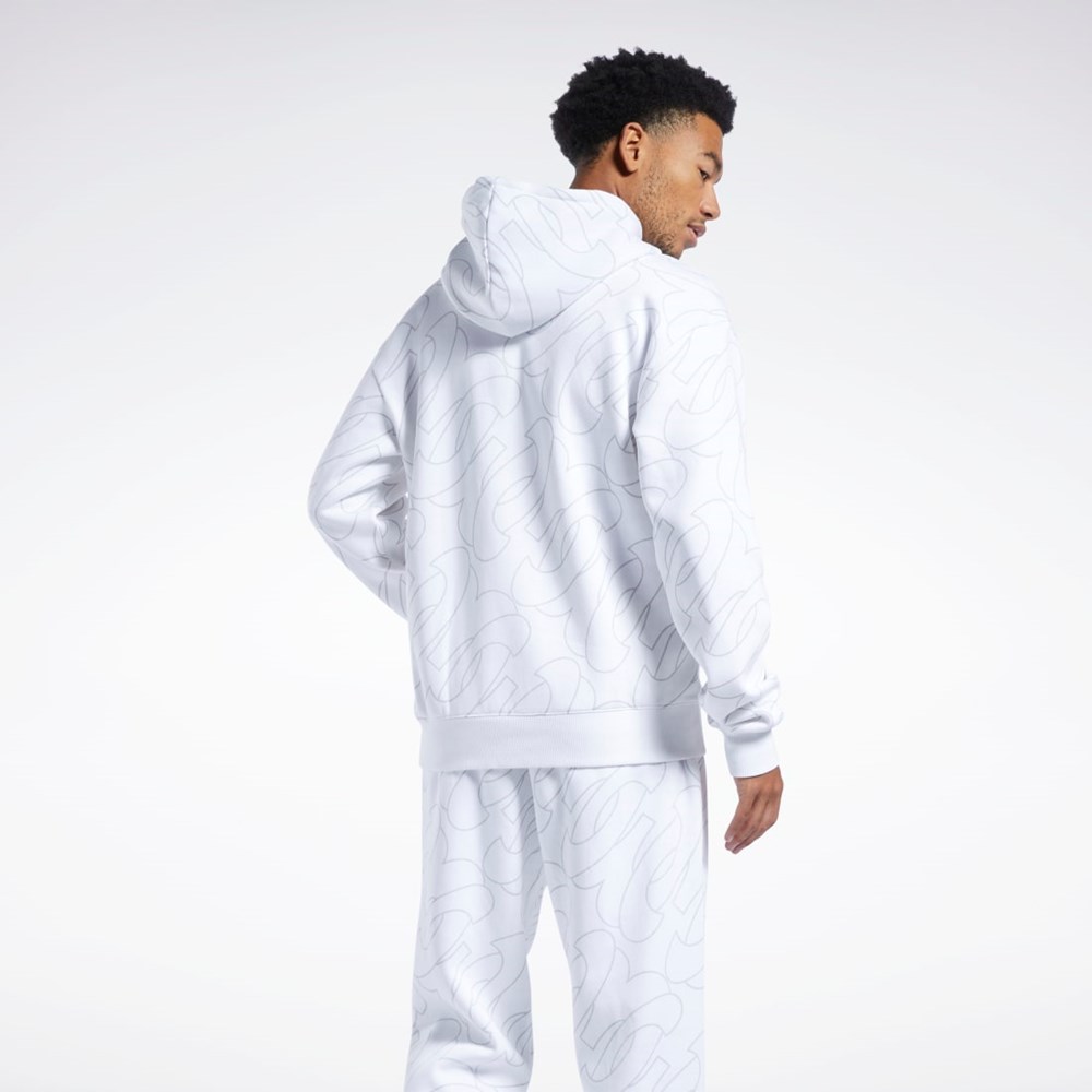 Reebok Basketball Question Allover Print Fleece Hoodie Blancas | 13OBSNAQC