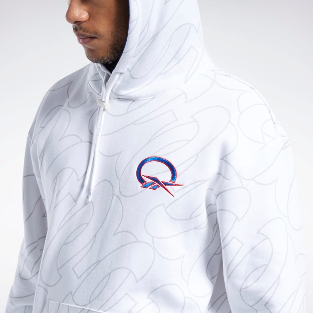 Reebok Basketball Question Allover Print Fleece Hoodie Blancas | 13OBSNAQC