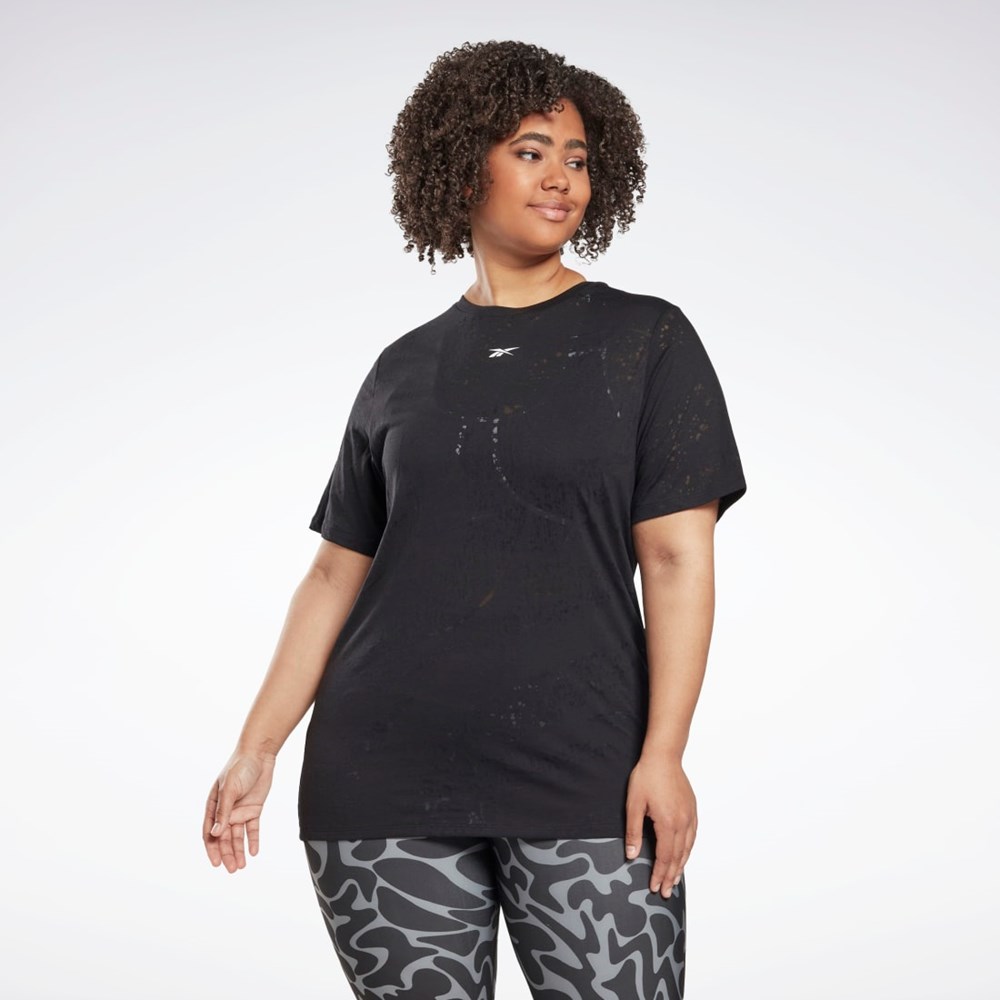 Reebok Burnout T-Shirt (Plus Size) Negras | 31VXQOKMP