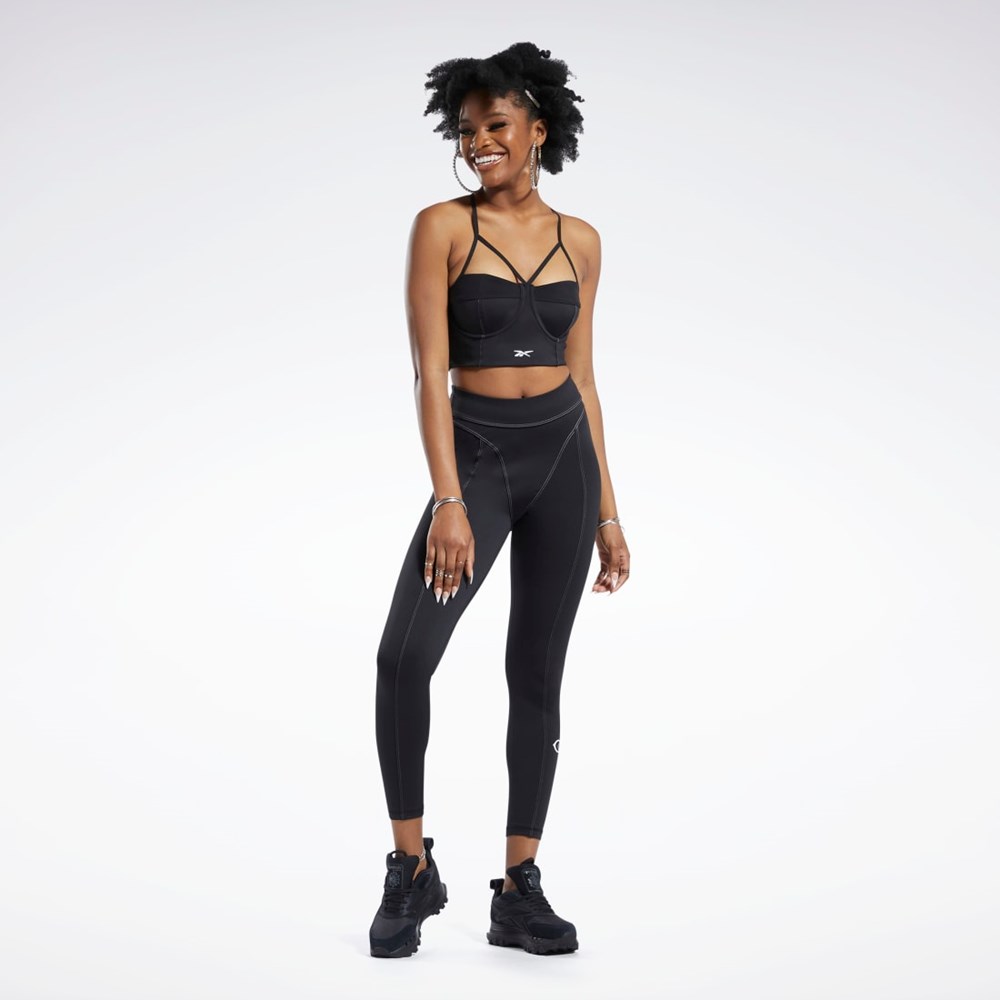 Reebok Cardi B Bralette Negras Blancas | 54MUGBHXS