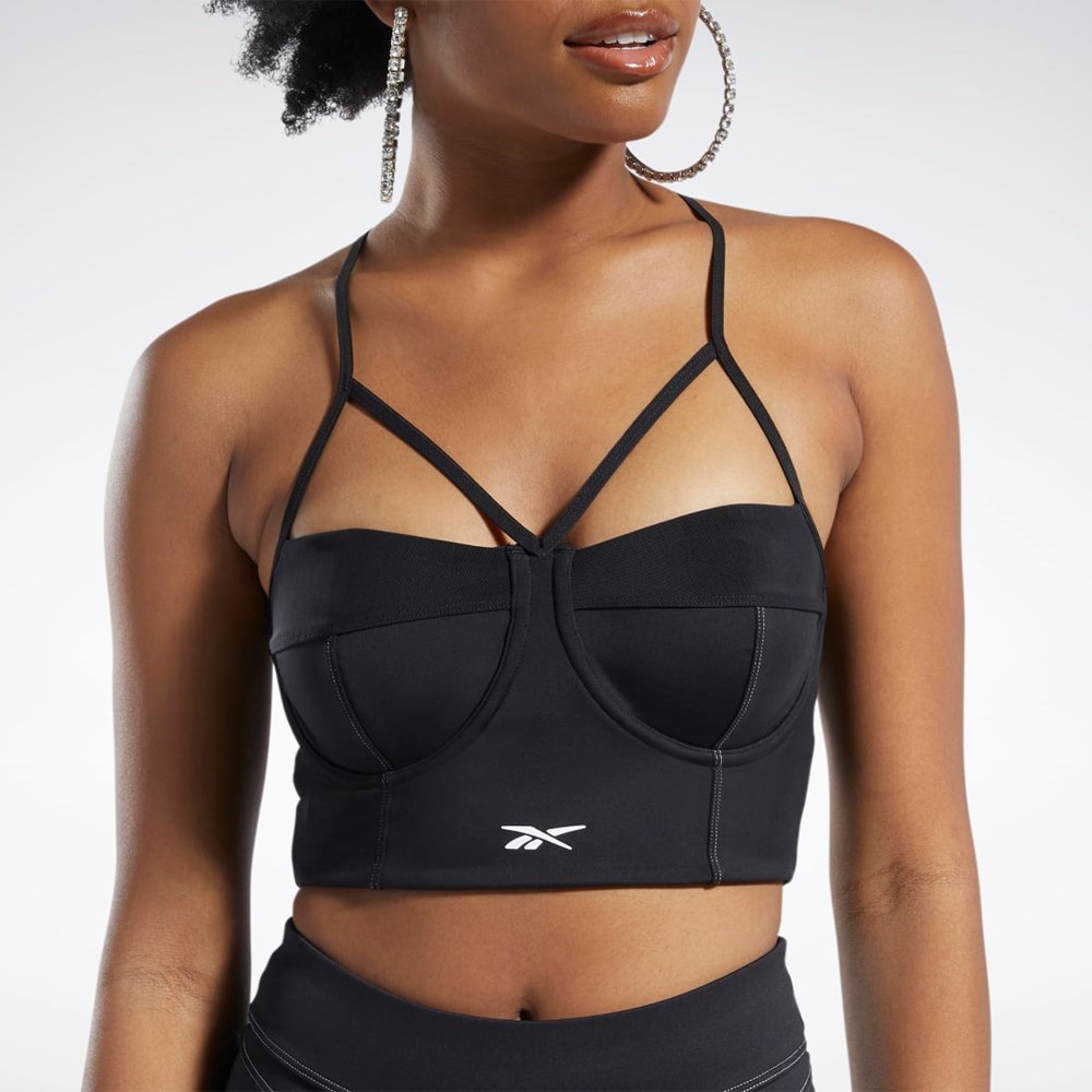Reebok Cardi B Bralette Negras Blancas | 54MUGBHXS