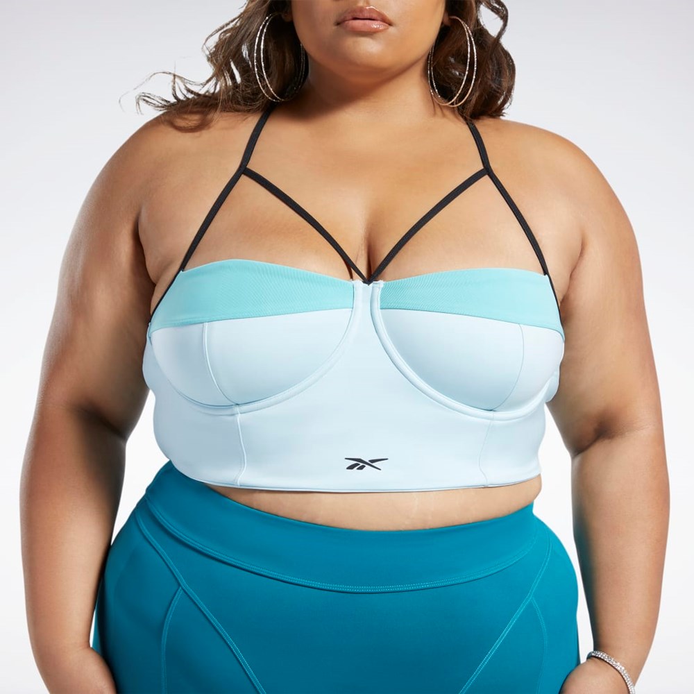 Reebok Cardi B Bralette (Plus Size) Azules Turquesa | 69DLVYEXF