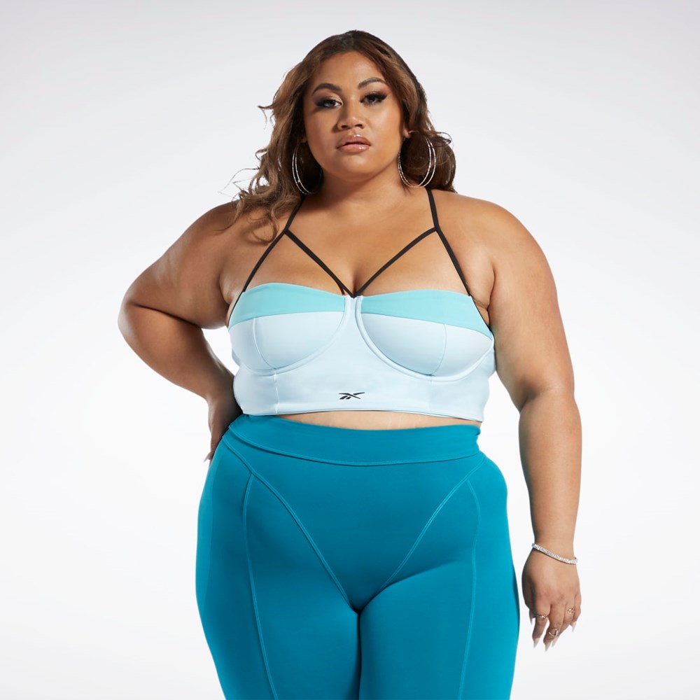 Reebok Cardi B Bralette (Plus Size) Azules Turquesa | 69DLVYEXF