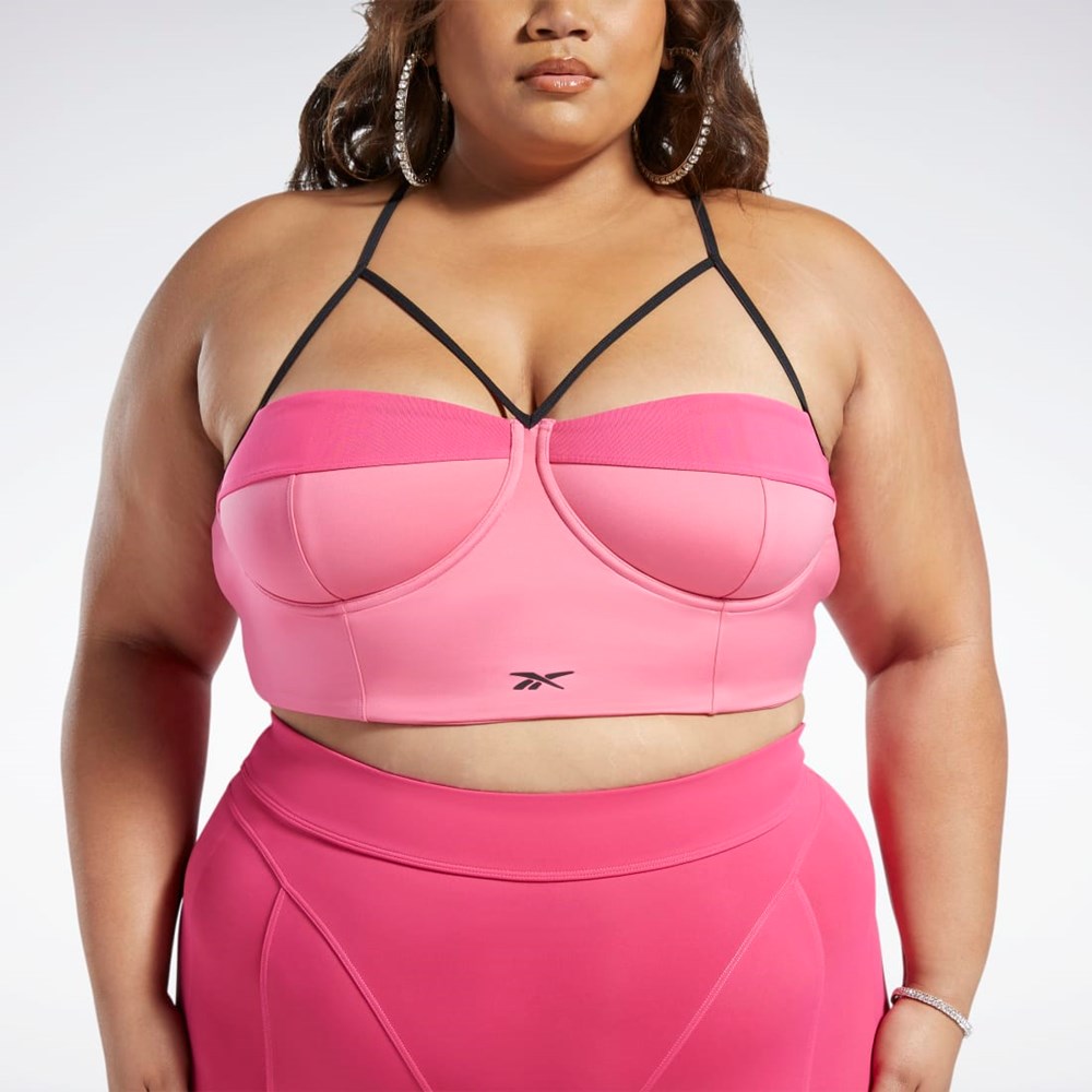 Reebok Cardi B Bralette (Plus Size) Rosas Rosas | 75INRMSHX
