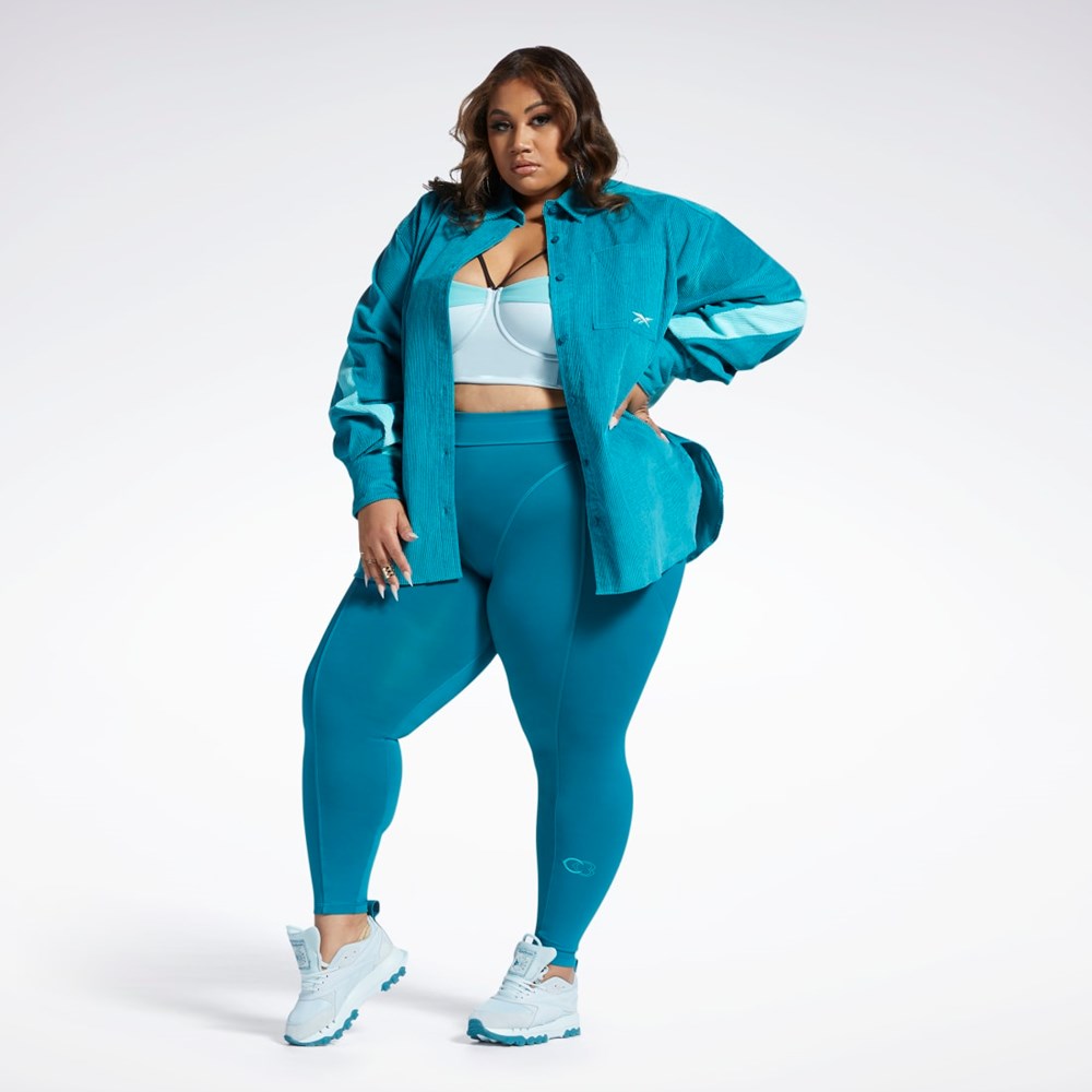 Reebok Cardi B Corduroy Cover-Up (Plus Size) Seaport Teal | 59UWNRITQ