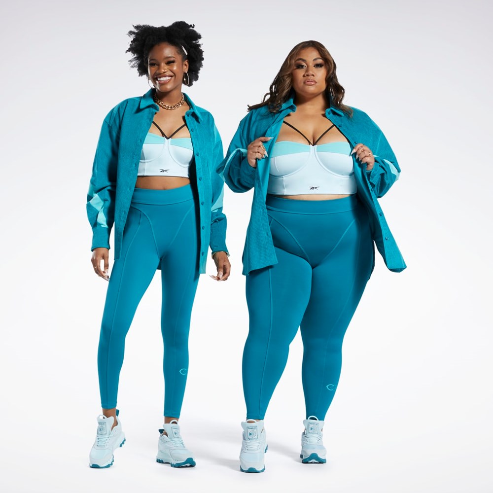 Reebok Cardi B Corduroy Cover-Up (Plus Size) Seaport Teal | 59UWNRITQ