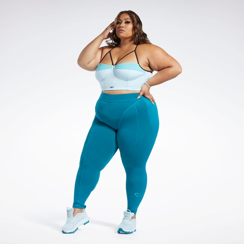 Reebok Cardi B High-Rise Tights (Plus Size) Seaport Teal | 56QHGLKYJ