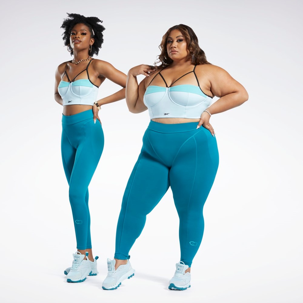 Reebok Cardi B High-Rise Tights (Plus Size) Seaport Teal | 56QHGLKYJ