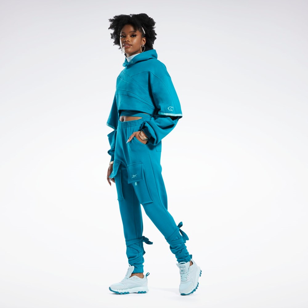Reebok Cardi B Knit Hoodie Seaport Teal / Seaport Teal | 80OVKUZMA