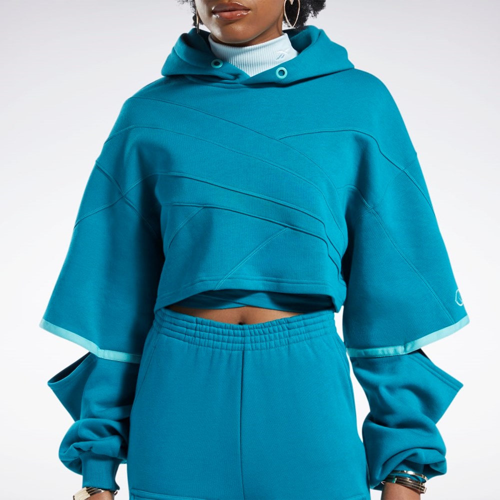 Reebok Cardi B Knit Hoodie Seaport Teal / Seaport Teal | 80OVKUZMA