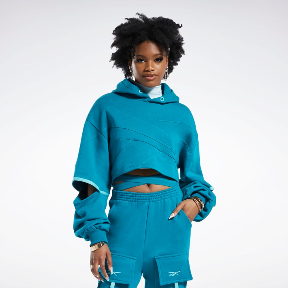 Reebok Cardi B Knit Hoodie Seaport Teal / Seaport Teal | 80OVKUZMA