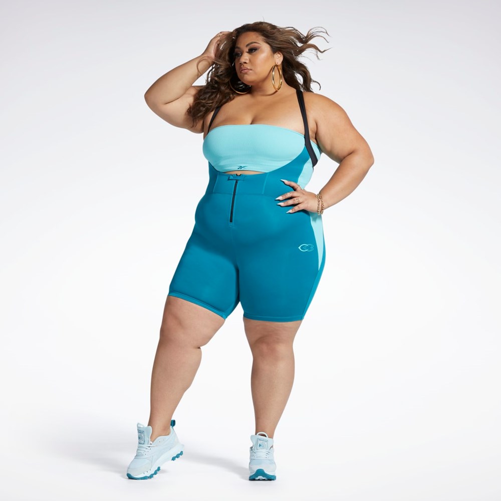 Reebok Cardi B Leotard (Plus Size) Seaport Teal | 75HZBYQFU