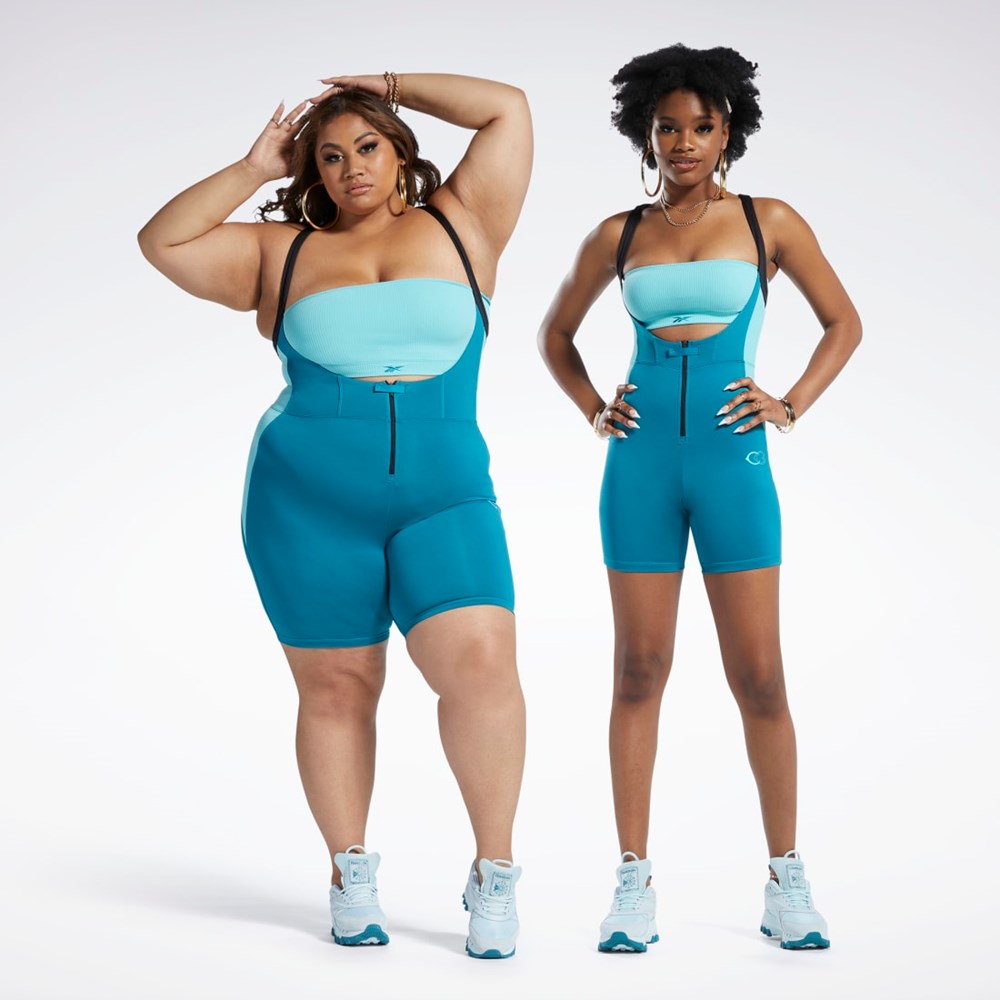 Reebok Cardi B Leotard (Plus Size) Seaport Teal | 75HZBYQFU
