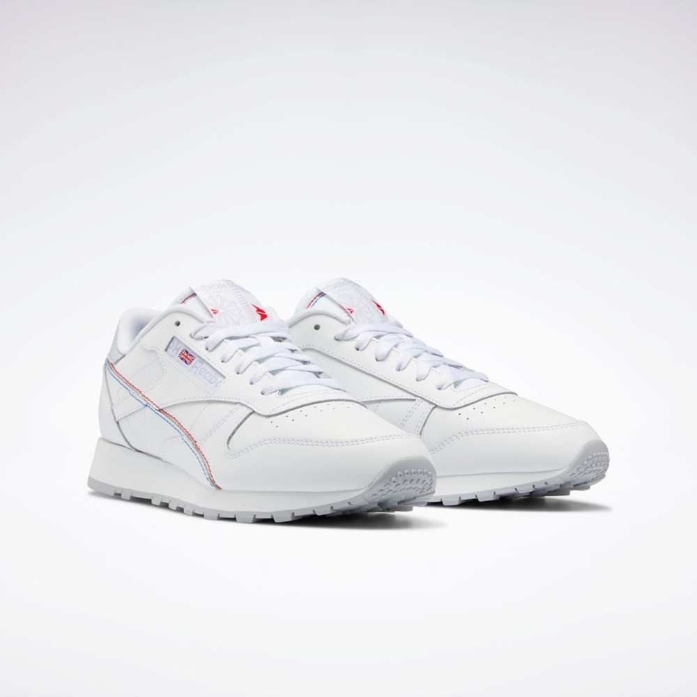 Reebok Classic Leather Make It Yours Shoes Blancas Blancas Azules | 74JWTBDUI