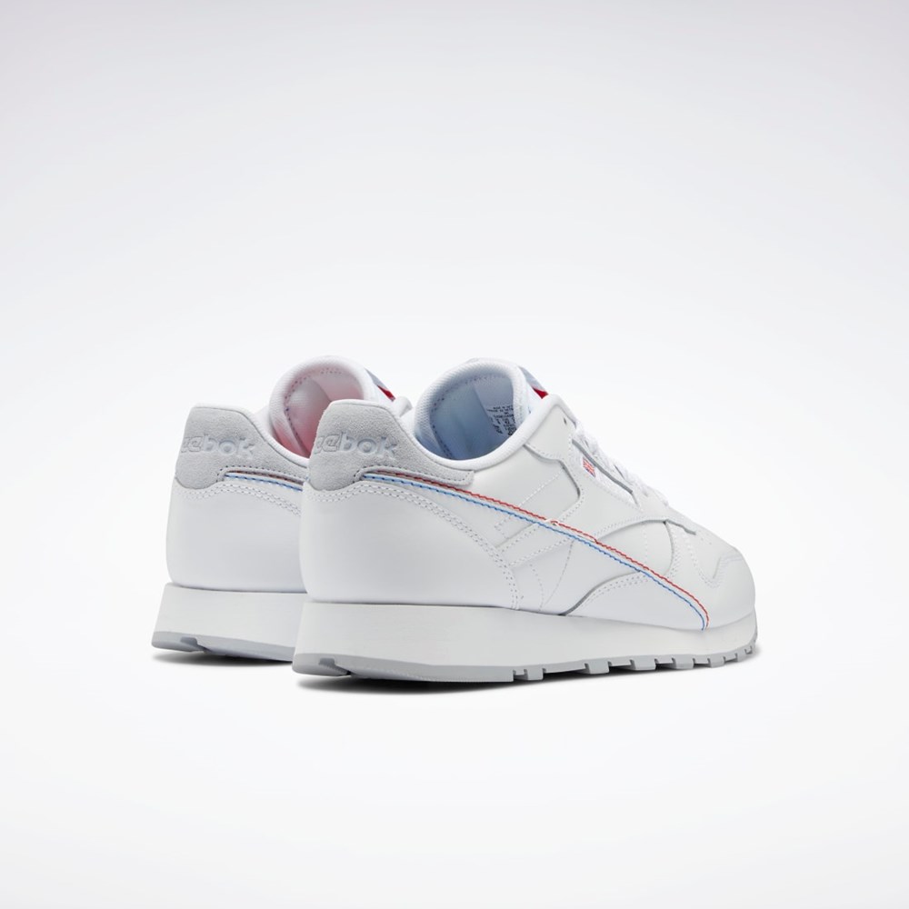 Reebok Classic Leather Make It Yours Shoes Blancas Blancas Azules | 74JWTBDUI