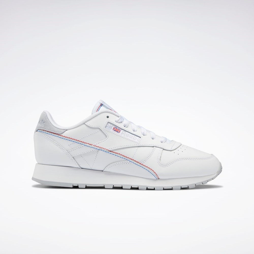 Reebok Classic Leather Make It Yours Shoes Blancas Blancas Azules | 74JWTBDUI