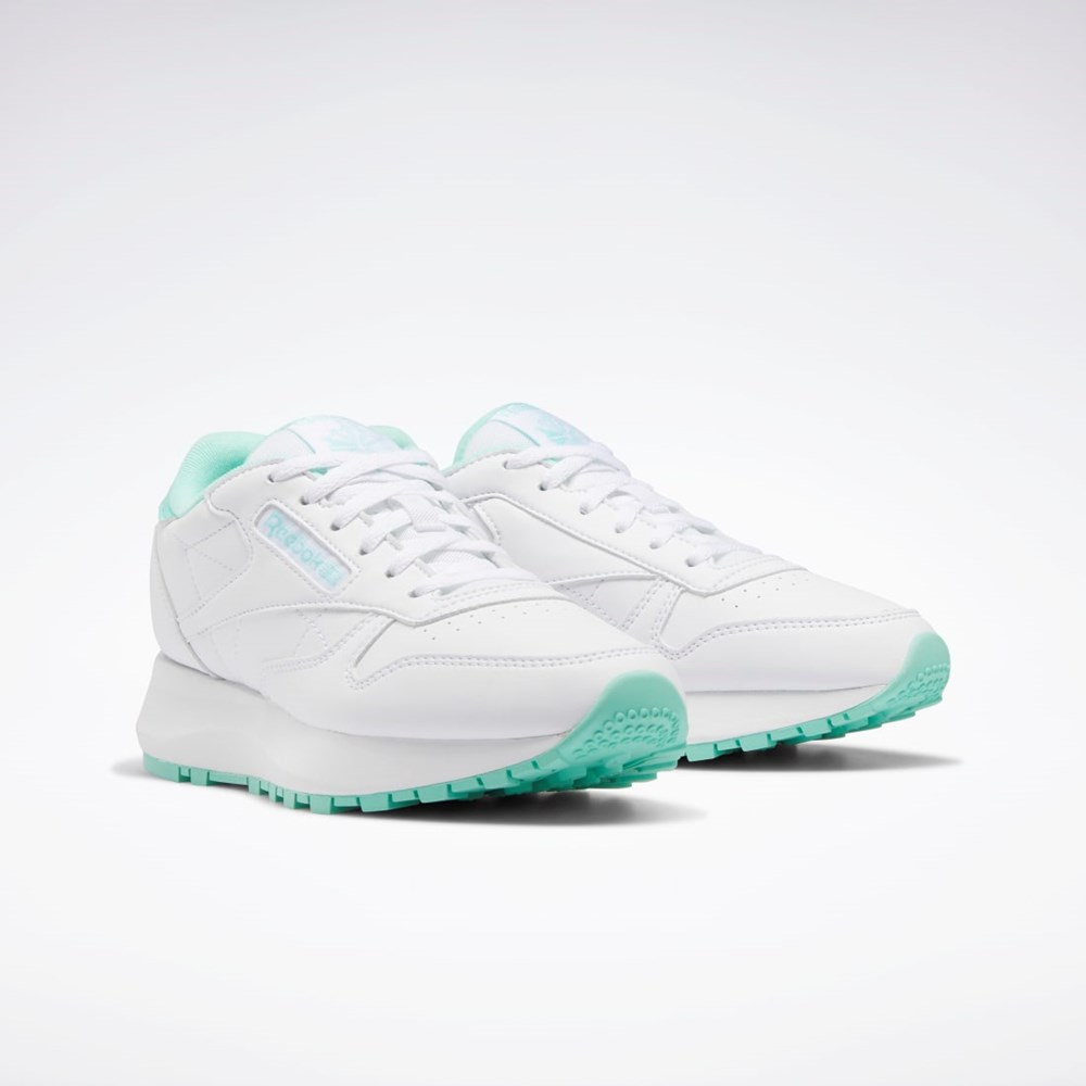 Reebok Classic Leather SP Shoes - Grade School Blancas Verde Menta Blancas | 62GCTUMVI