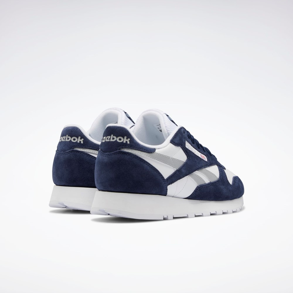 Reebok Classic Leather Shoes Azul Marino Blancas Gris | 35AGSELMP
