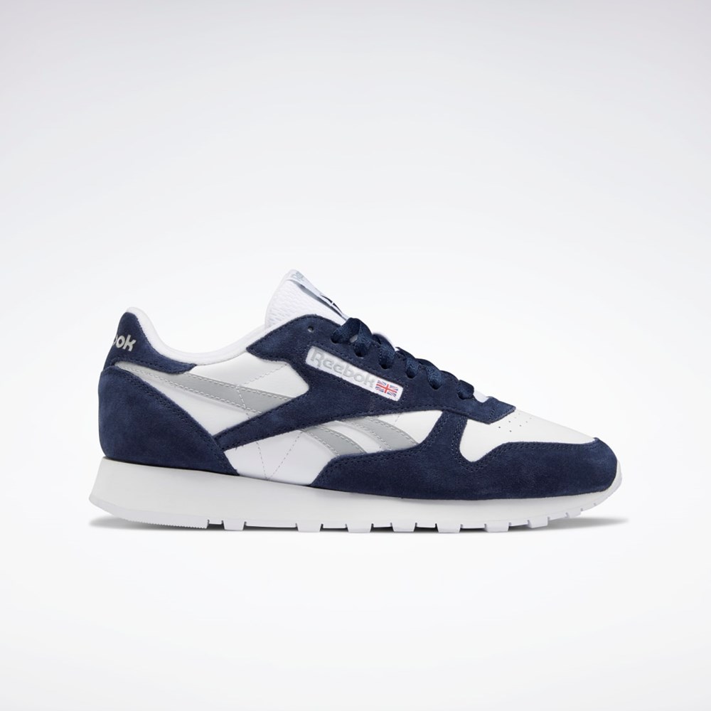 Reebok Classic Leather Shoes Azul Marino Blancas Gris | 78SVIUHMB