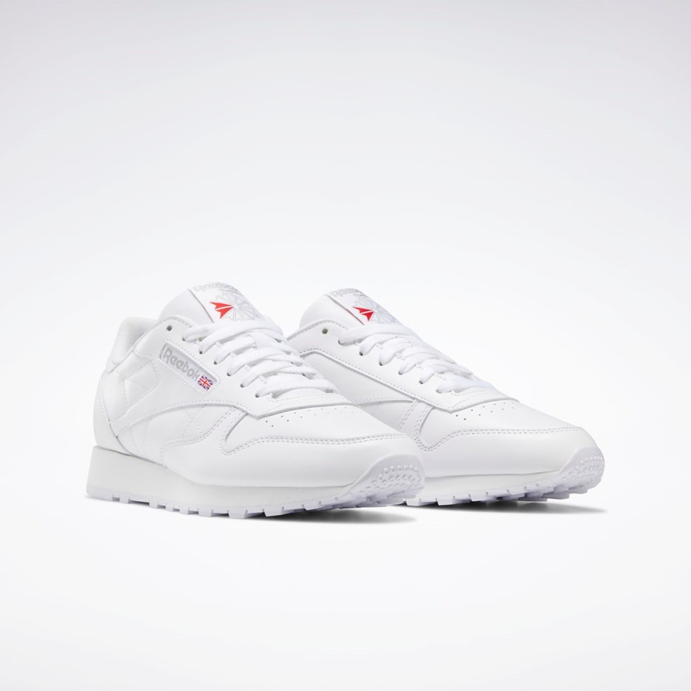 Reebok Classic Leather Shoes Blancas Blancas Gris | 37TUMIDEB