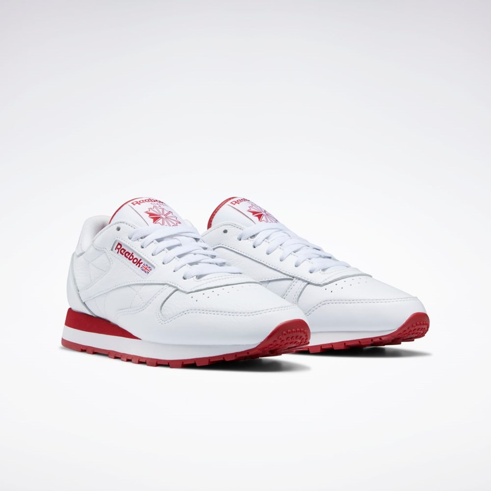 Reebok Classic Leather Shoes Blancas Rojas Blancas | 39VRZXFLH