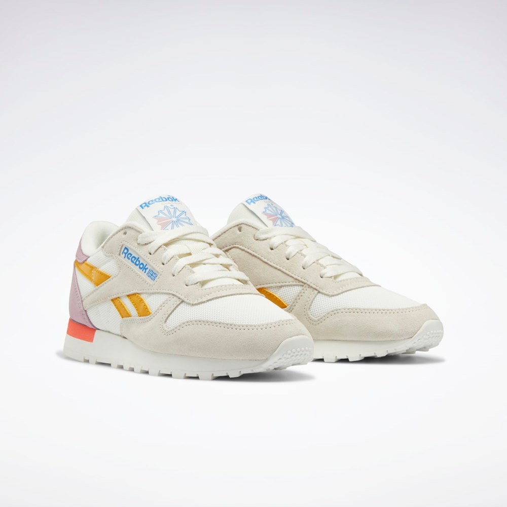 Reebok Classic Leather Shoes Chalk / Bright Ochre / Infused Lilac | 64DLXRJKF