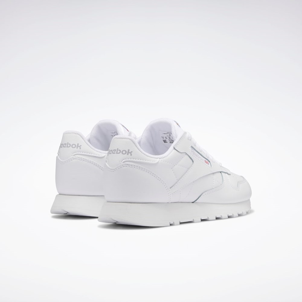 Reebok Classic Leather Shoes - Grade School Blancas Blancas Blancas | 19CNTZPYF
