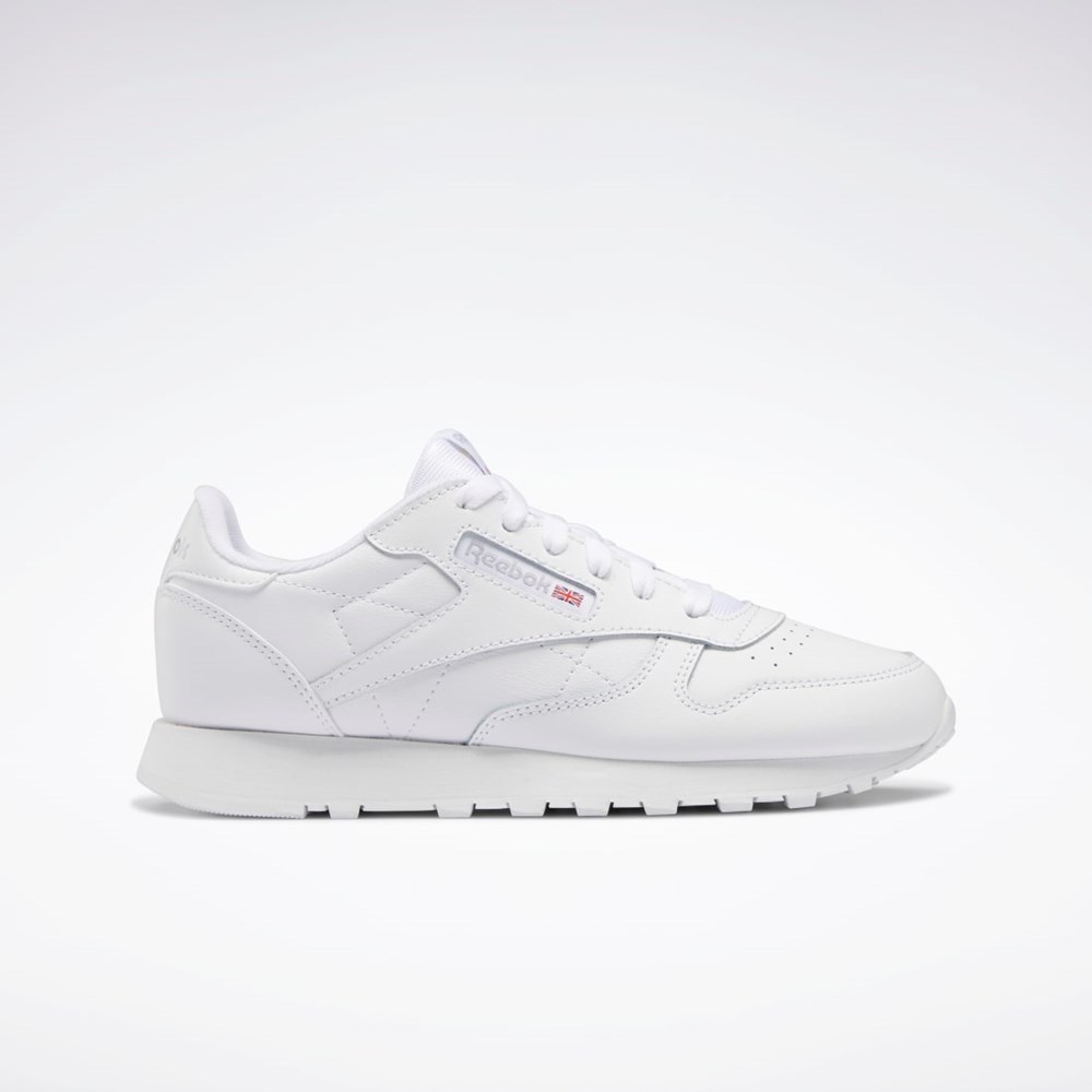 Reebok Classic Leather Shoes - Grade School Blancas Blancas Blancas | 19CNTZPYF