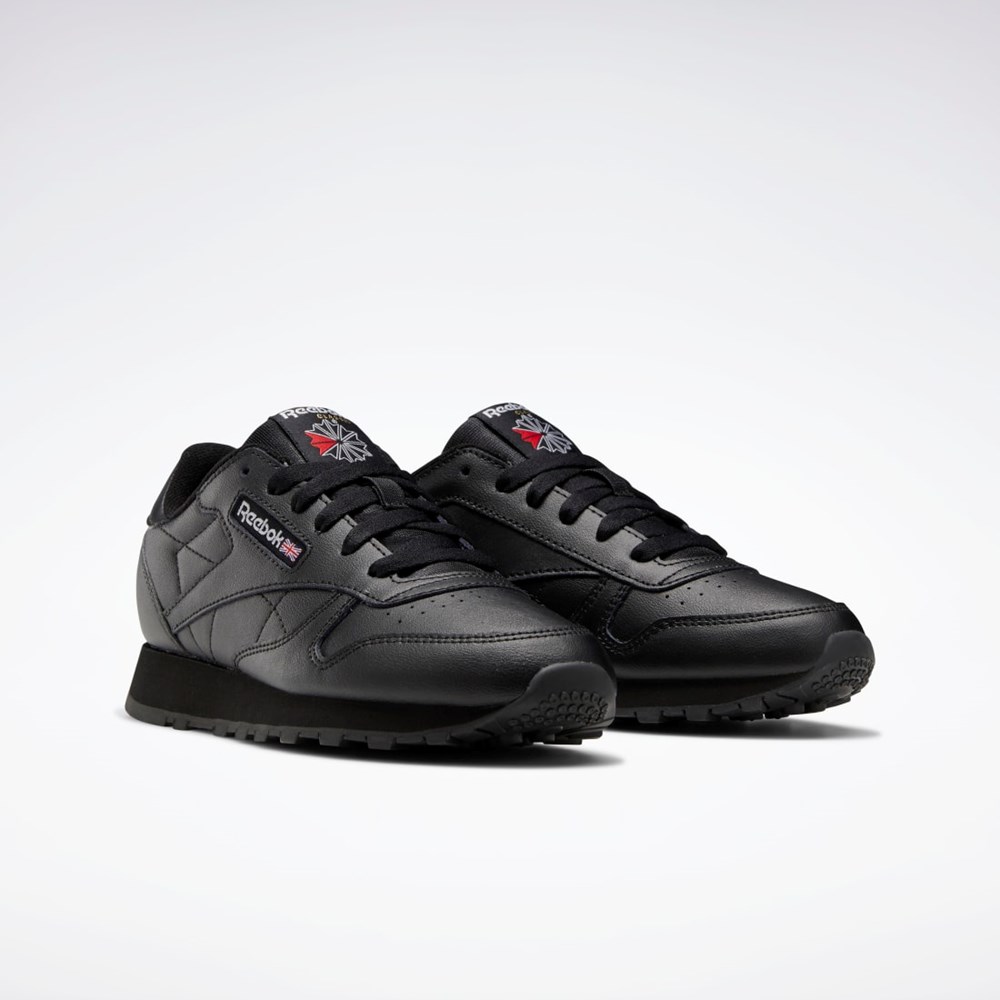 Reebok Classic Leather Shoes - Grade School Negras Negras Negras | 19MTUOCQJ