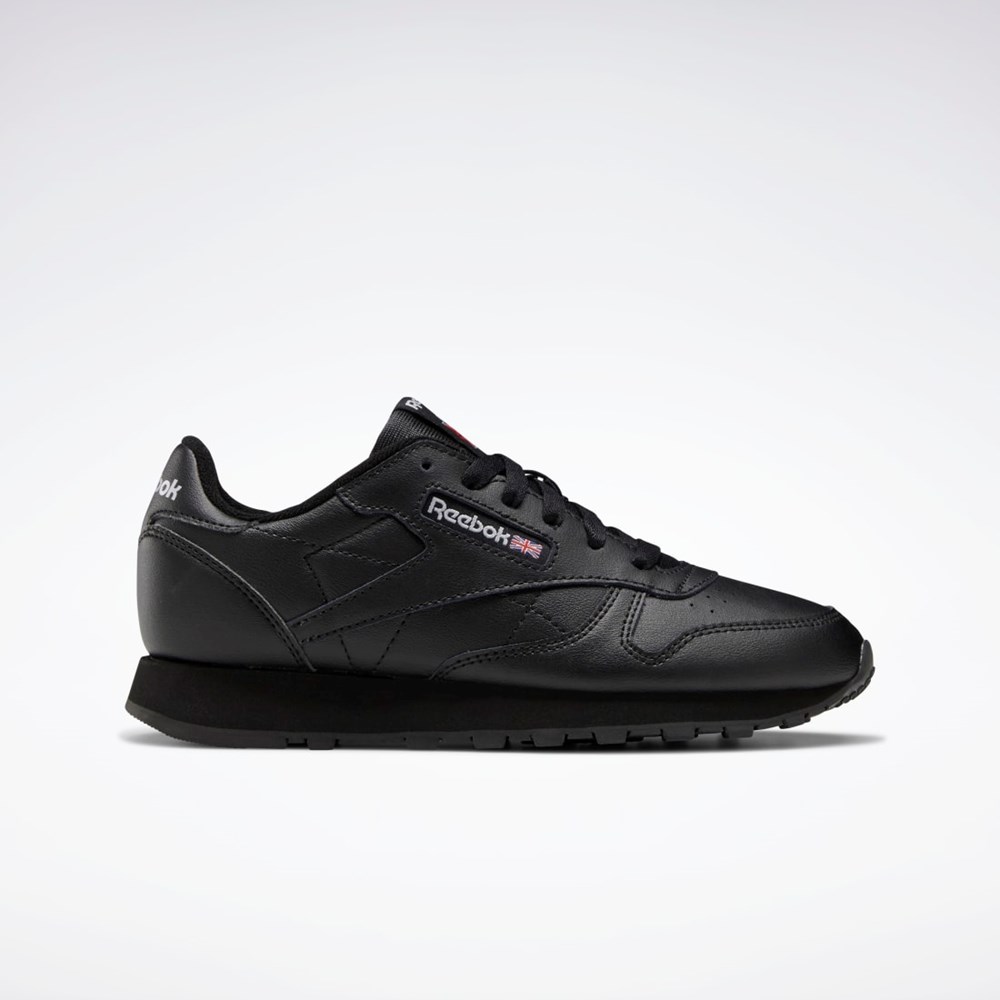 Reebok Classic Leather Shoes - Grade School Negras Negras Negras | 19MTUOCQJ