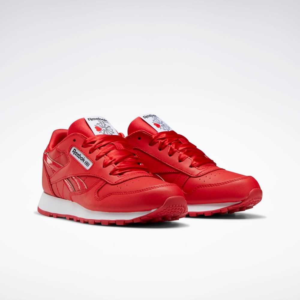 Reebok Classic Leather Shoes - Grade School Rojas Rojas Blancas | 37YULVRCJ