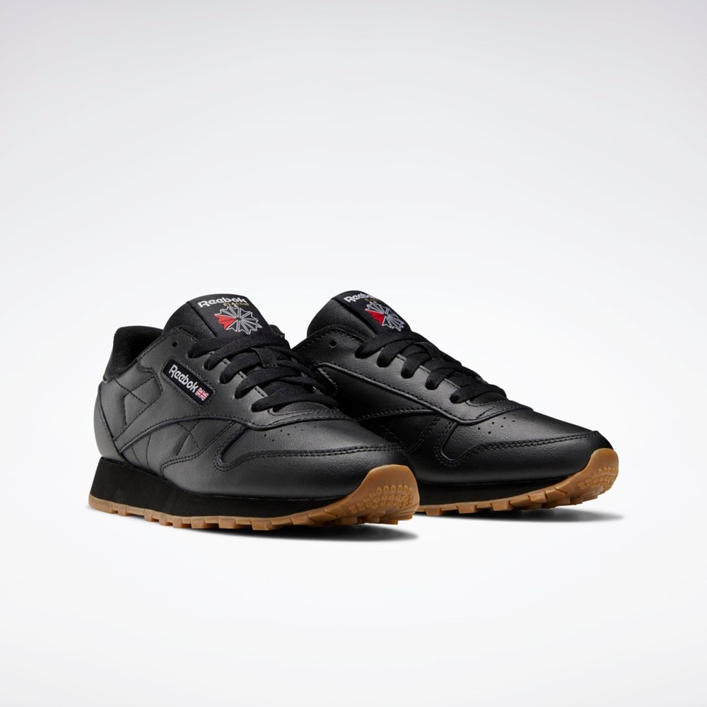 Reebok Classic Leather Shoes - Grade School Negras Negras | 42DSEBXUR