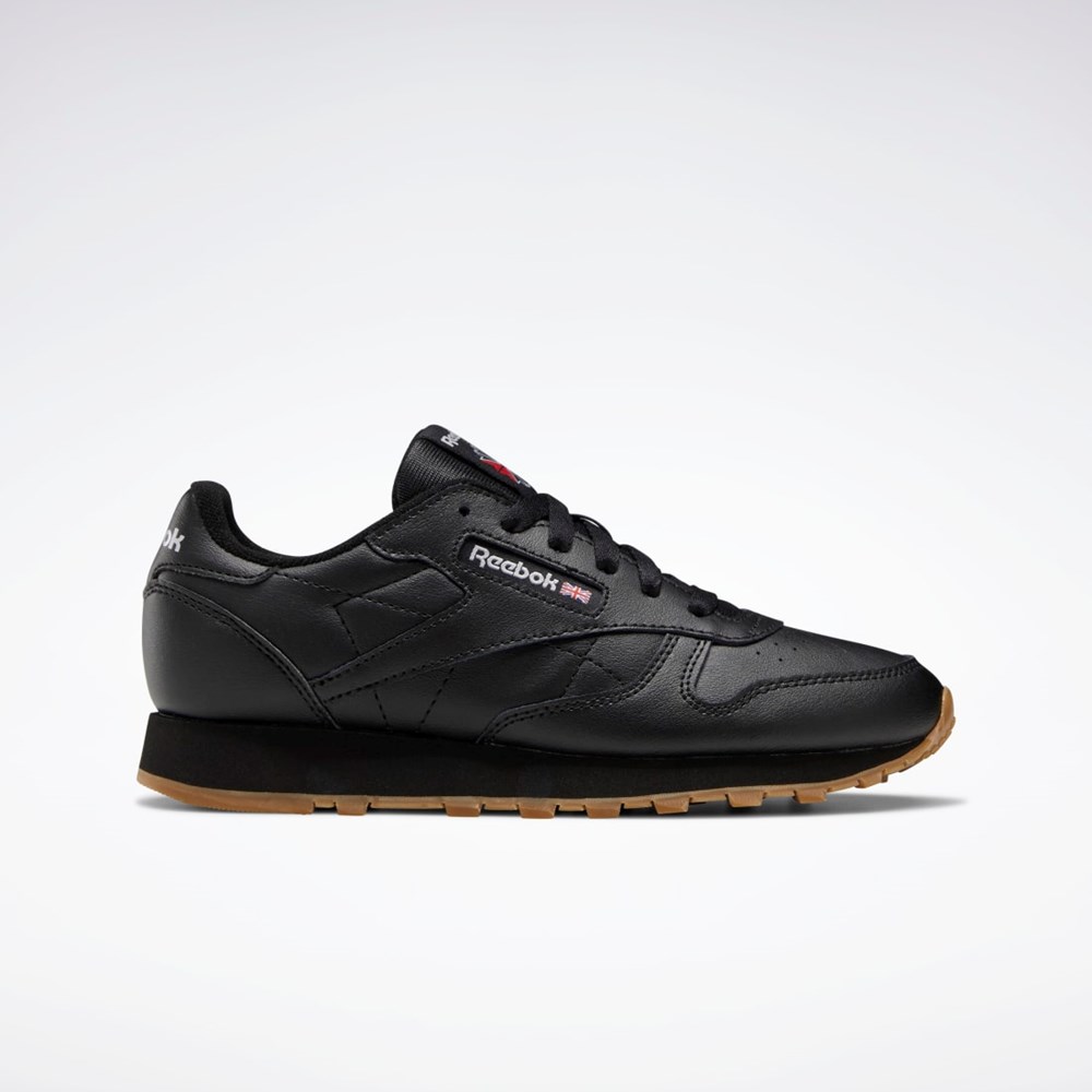 Reebok Classic Leather Shoes - Grade School Negras Negras | 42DSEBXUR