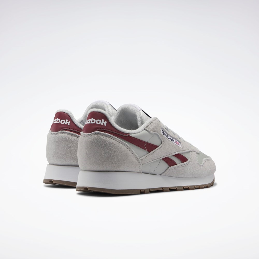 Reebok Classic Leather Shoes Gris Gris Burdeos | 21XUGKPYT