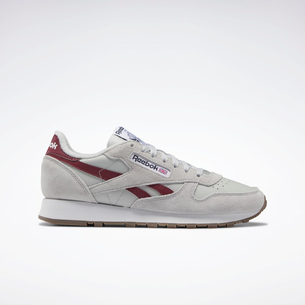 Reebok Classic Leather Shoes Gris Gris Burdeos | 21XUGKPYT