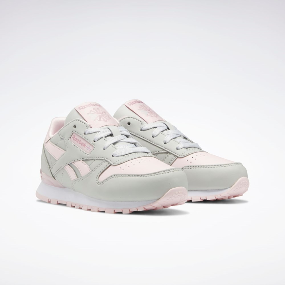 Reebok Classic Leather Step 'n' Flash Shoes - Preschool Gris Gris Rosas | 15FMGETOH