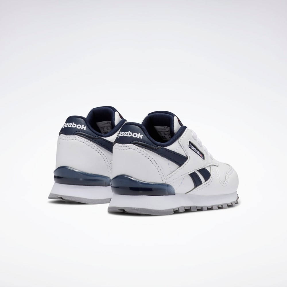 Reebok Classic Leather Step 'n' Flash Shoes - Toddler Blancas Blancas Azul Marino | 85YZEMBFL
