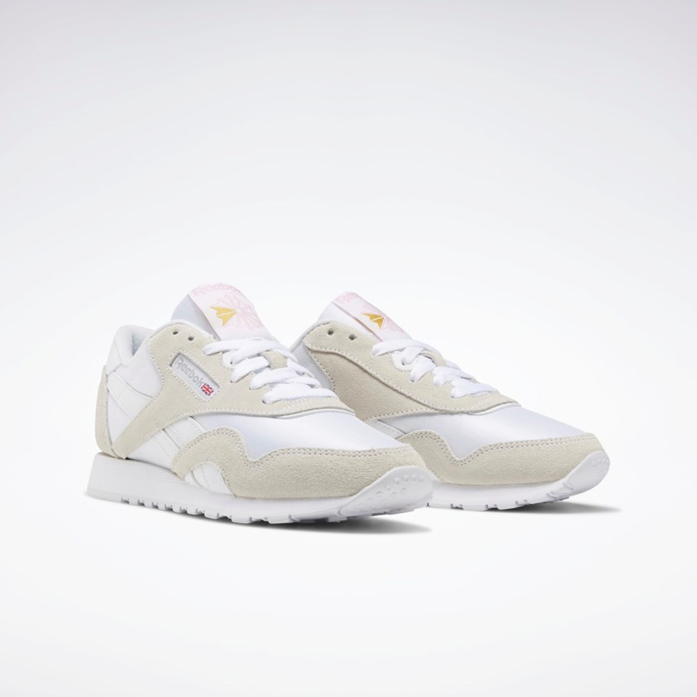 Reebok Classic Nylon Shoes Blancas Blancas Gris Claro | 80ETPWGUQ
