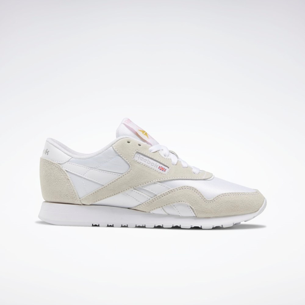 Reebok Classic Nylon Shoes Blancas Blancas Gris Claro | 80ETPWGUQ