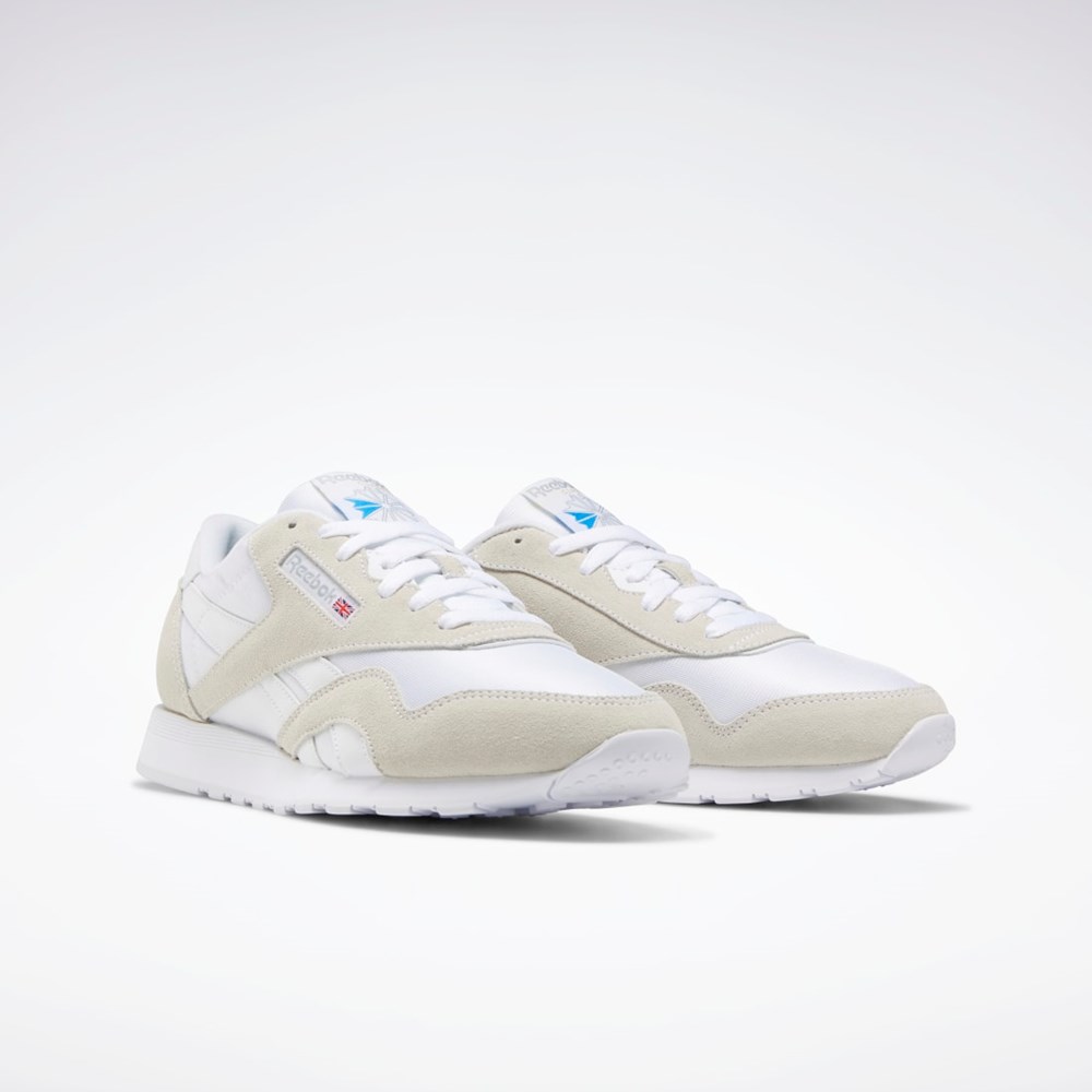 Reebok Classic Nylon Shoes Blancas Blancas Gris Claro | 84DUVTBIF