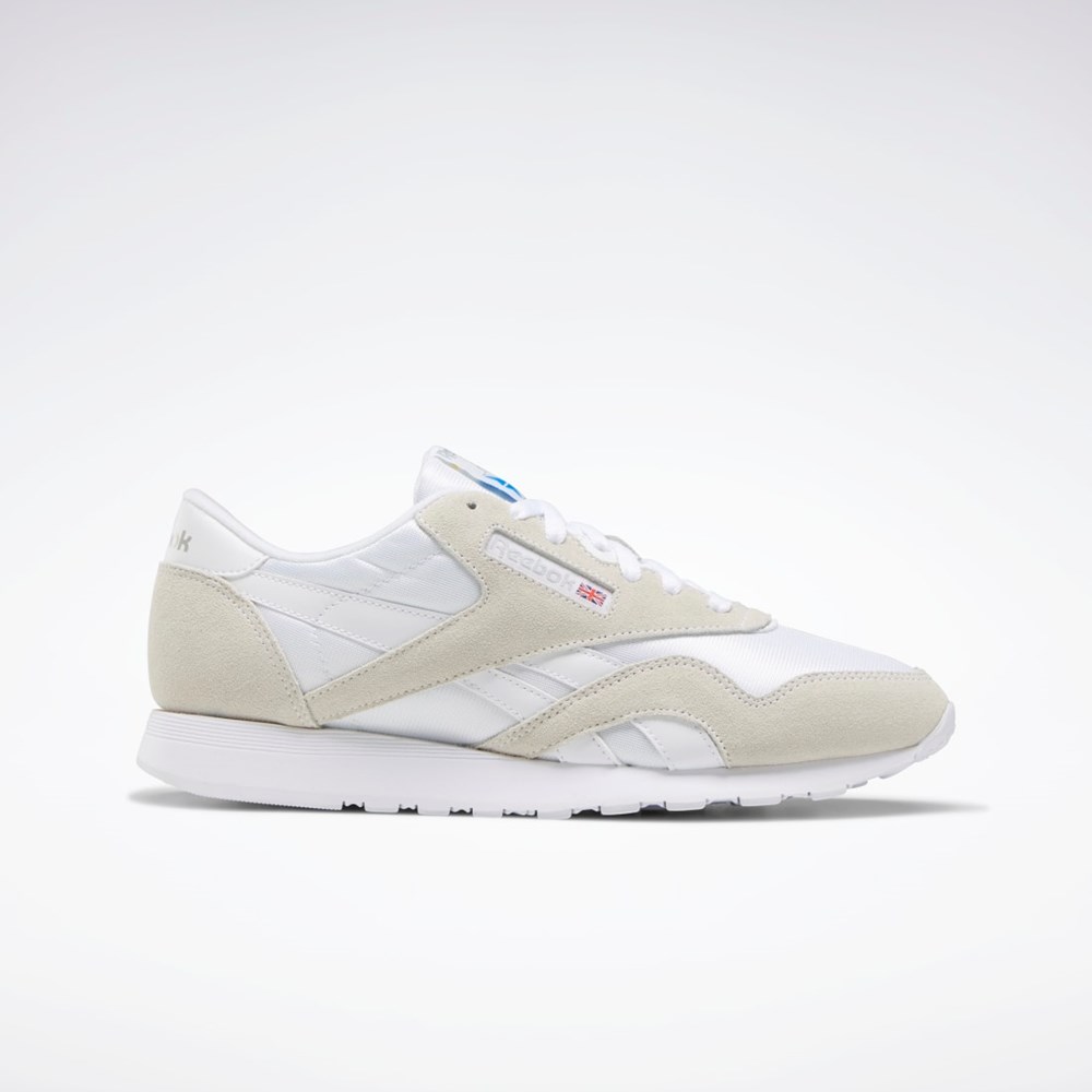 Reebok Classic Nylon Shoes Blancas Blancas Gris Claro | 84DUVTBIF