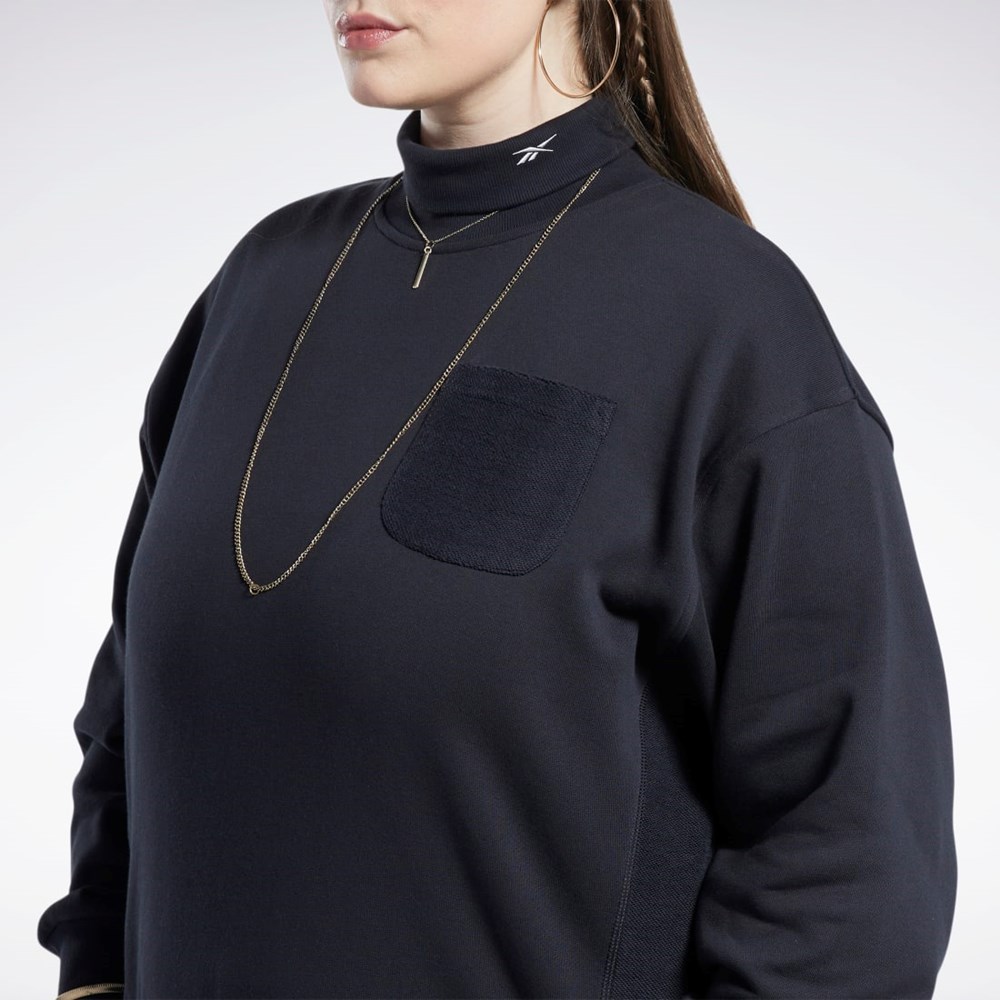 Reebok Classics Algodon French Terry Sweatshirt (Plus Size) Negras | 93XTOUNFM