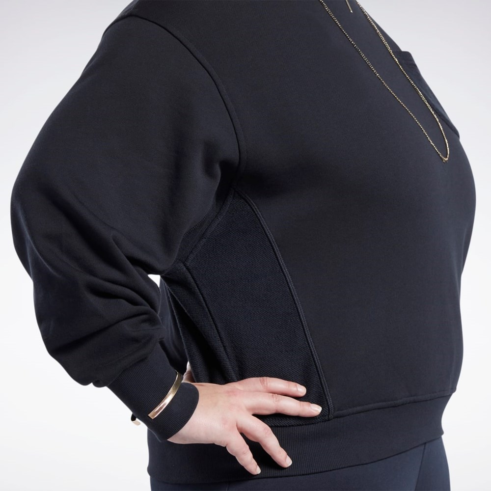 Reebok Classics Algodon French Terry Sweatshirt (Plus Size) Negras | 93XTOUNFM