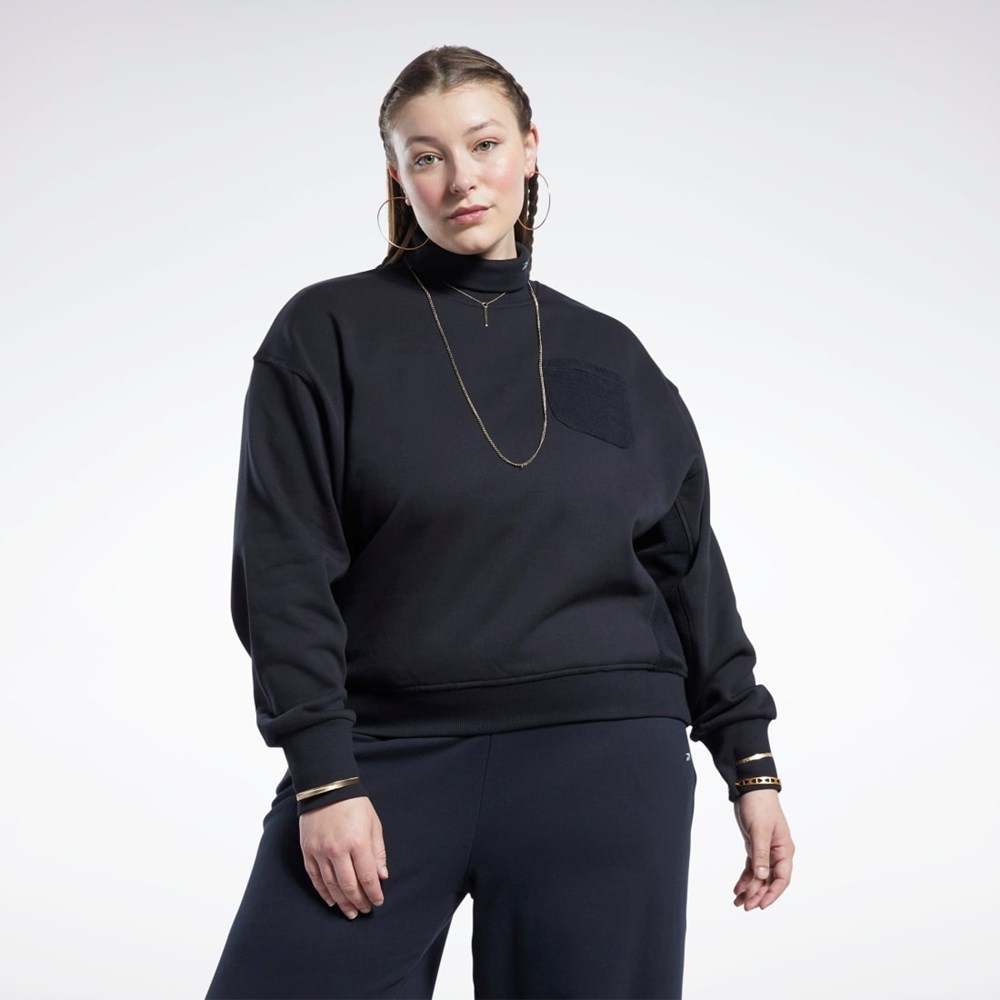 Reebok Classics Algodon French Terry Sweatshirt (Plus Size) Negras | 93XTOUNFM
