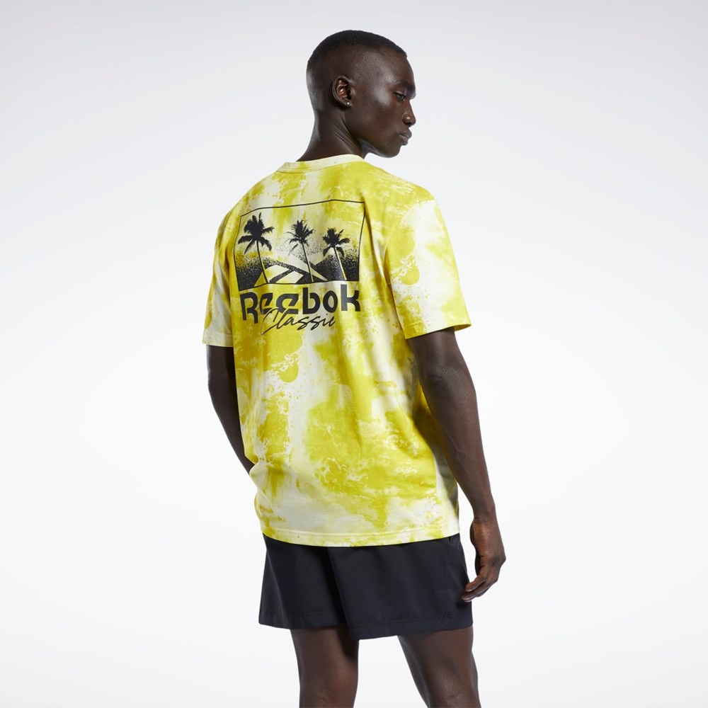 Reebok Classics Allover Print Estampadas T-Shirt Amarillo | 20ZRHUGTQ