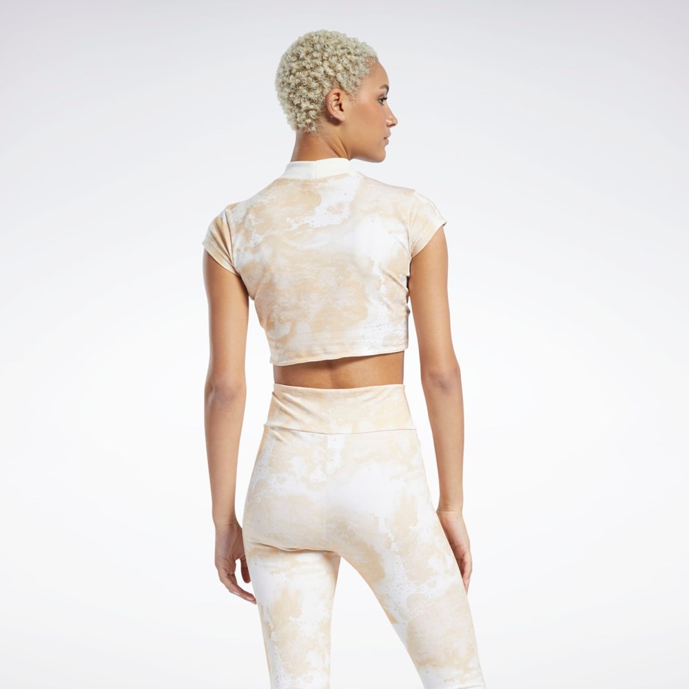 Reebok Classics Cloud Splatter-Print Corta Sleeve Cropped T-Shirt Stucco | 01WOYFKCE